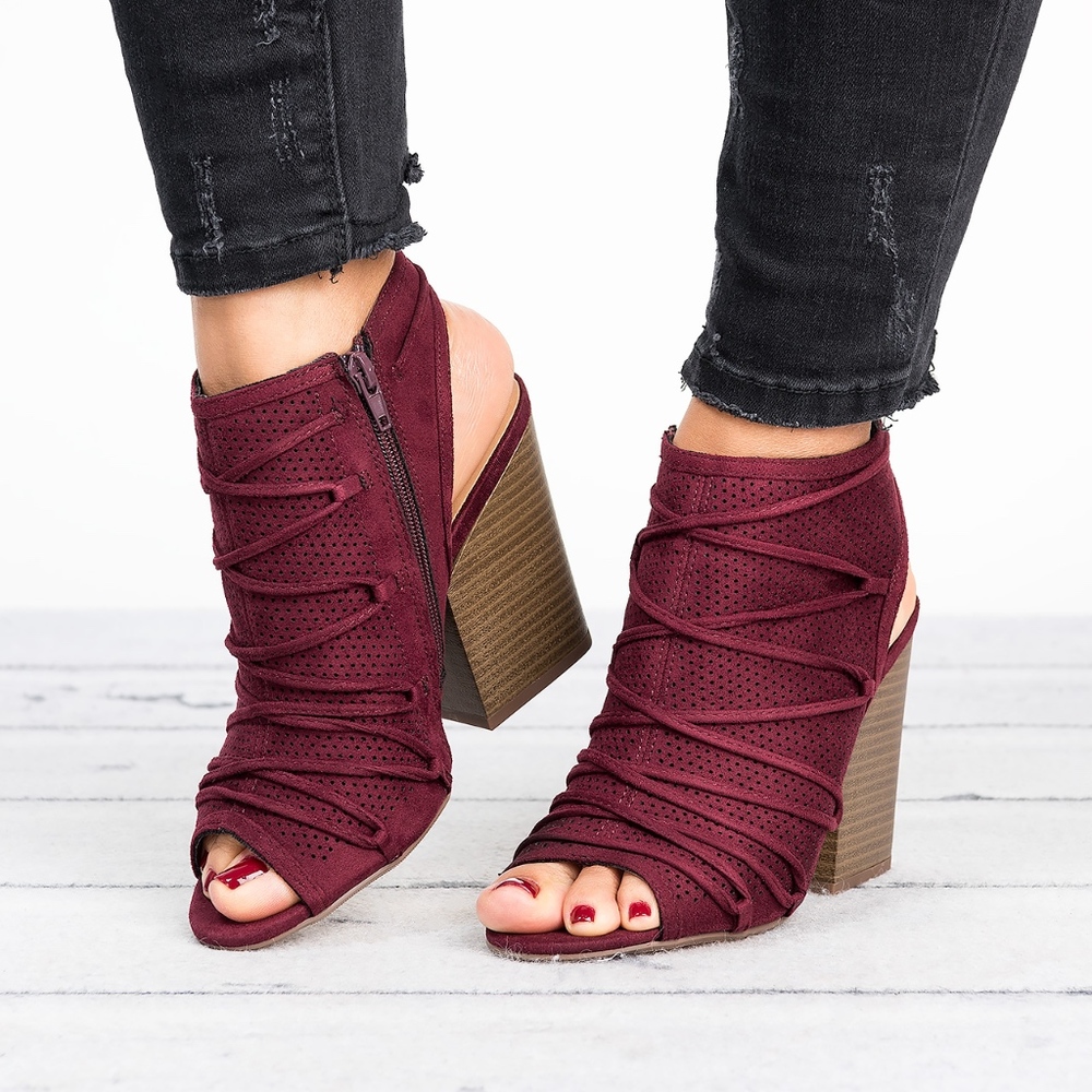 Ruby Peep toe Bootie - Vino - Picture 2 of 5